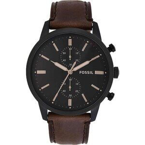 Men Brown Watch with Chronograph Display and Genuine Leather Band